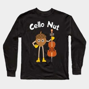 Cello Nut White Text Long Sleeve T-Shirt